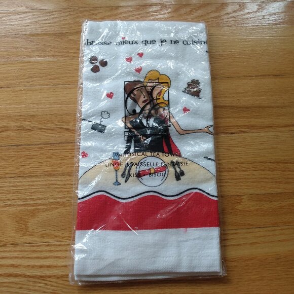 Funny Kitchen Tea Towel Avon 2007 "I Kiss Better Than I Cook" NIP Unopened NEW - Picture 1 of 6